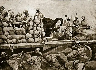 Mughal artillerymen at Plassey during the Carnatic wars.