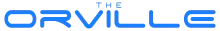 "THE ORVILLE" written in a stylized sans-serif blue font, similar to Star Trek: The Next Generation