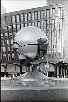 Original 5 World Trade Center building seen from the courtyard of The Sphere, 1998.