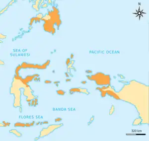 Greatest extent of the Sultanate of Ternate c. 1585