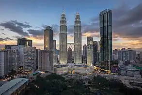 The Petronas Towers with their surroundings in December 2019