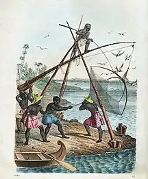 The Chinese fishing nets of Fort Cochin," from 'Das Buch der Welt', Stuttgart, 1842–48