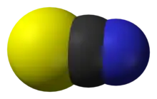 Space-filling model of the thiocyanate anion