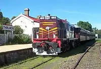 Diesel museum locomotivewith excursion train, 2002