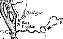 Simple line drawing of a map of Toskegee