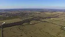 An aerial view of Tioga, TX from the southeast of town.