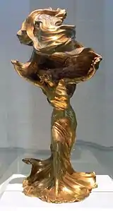 Table Lamp by François-Raoul Larche in gilt bronze, with the dancer Loïe Fuller as model (1901)