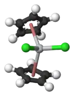 Ball-and-stick model of titanocene dichloride