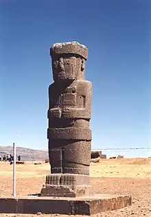 Ponce stela in the sunken courtyard of the Tiwanaku's Kalasasaya temple