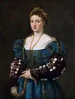 La Bella, ideal portrait by Titian assumed as Isabella d'Este or Eleonora Gonzaga, Galleria Palatina, 1536