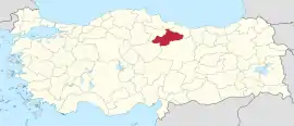 Location of the province within Turkey