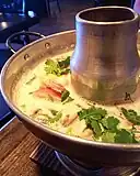 Tom kha kai at a restaurant