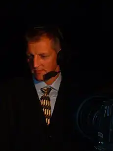 Sandström wearing a pair of headphones, 2009