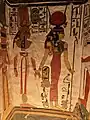 Nefertari being led by hand by Isis, entrance hall