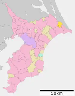 Location of Tōnoshō in Chiba Prefecture