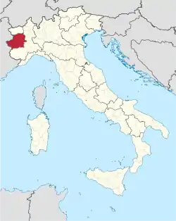 Location of the province of Turin within Italy