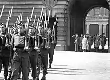 The Toronto Scottish mount the King's Guard in London, 1940