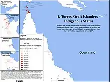 Geographical distribution of people with Torres Strait Islander Indigenous status