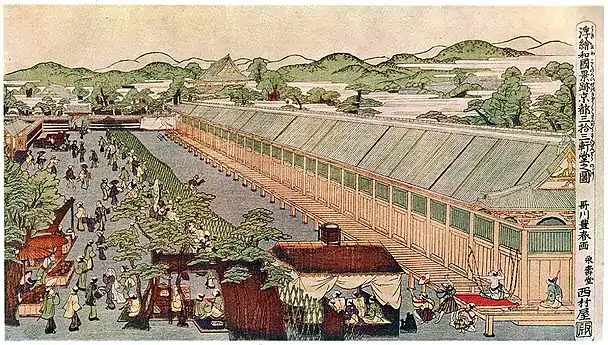 Perspective Pictures of Places in Japan: Sanjūsangen-dō in KyotoToyoharu, c. 1772–1781