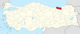 Location of the province within Turkey