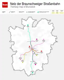 Braunschweig tramway network.