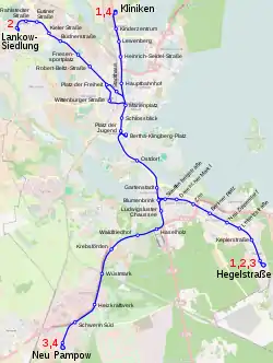 Schwerin tramway network, 2013.