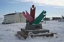 Trans Canada Trail marker in Tuktoyaktuk, Northwest Territories