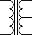 Transformer with center tap on secondary winding (right side)