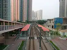 Tin Yuet stop, Tin Yuet Estate is to the left