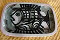 A Tremaen pottery fish dish (dishes decorated with hand-painted fish were made at the pottery)