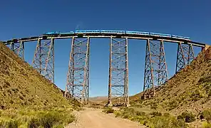 The train crossing one of 13 viaducts