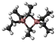 Ball-and-stick model of the triethylaluminium dimer molecule