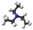 Ball and stick model of triethylamine