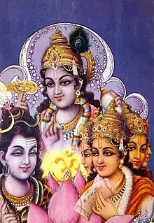 1940s bazaar art of Trimurti