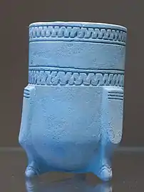 Egyptian blue tripodic beaker imitating lapis lazuli. South Mesopotamia. (1399-1200 BC)