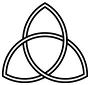 Triquetra composed exactly of three overlapping Vesica piscis symbols.