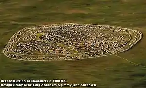 Reconstruction of Maydanets c. 4000 BC, Trypillan city