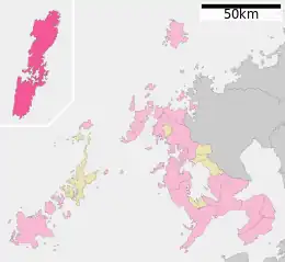 Location of Tsushima in Nagasaki Prefecture