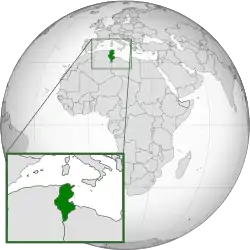 Location of Tunisia in North Africa