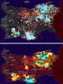 Distribution of Turks according to the 1992 census