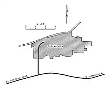 A map illustrating the conceptual north–south route of I-359 from I-59 into the city of Tuscaloosa.