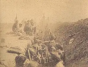 Allied troops entrenched in the Battle of Tuyutí.