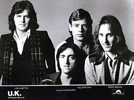 U.K., 1978. L-R: John Wetton, Allan Holdsworth, Bill Bruford, and Eddie Jobson.