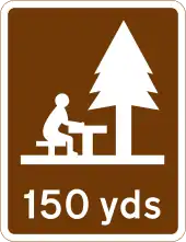 Picnic area 150 yards ahead