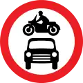 Motor vehicles prohibited. This sign may additionally display an exception plate (for example: 'Except Buses')