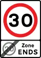 Exit to a 20 mph speed limit zone (maximum speed limit of 30 mph)