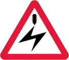 Electrified overhead cables warning sign