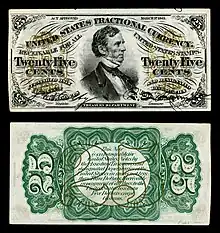 Twenty five-cent third-issue fractional note