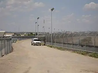 The U.S.–Mexico border fence near El Paso, Texas