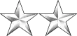 Two white metal stars in a horizontal row